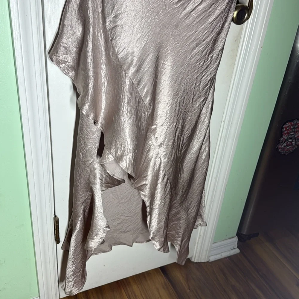 Backstage x Free People Dusty Pink Shimmery Asymmetrical Dancing Gown Size XS - Picture 5 of 12